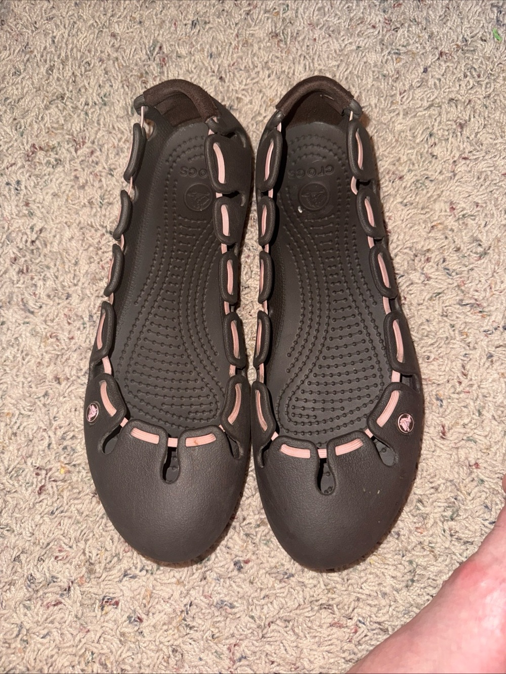 Crocs Slip On Ballerina Ballet Flats Shoes Women’s Size 8 Brown And Pink